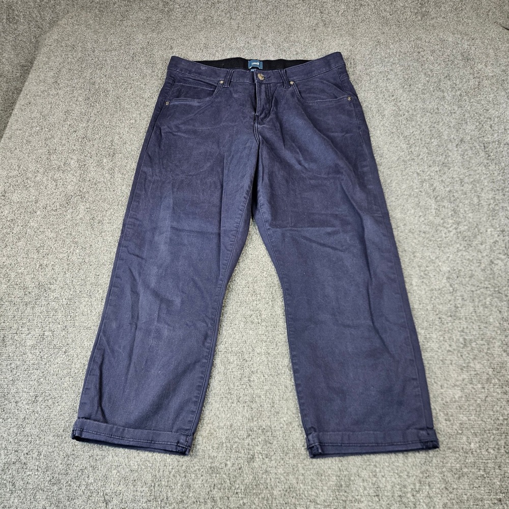 Jag Cecilia Capri Pants Womens 14 Navy Blue Twill Stretch Cropped J4314TWL616